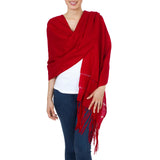 Handwoven Red Mexican Rebozo Shawl, 'Crimson Enchantment'